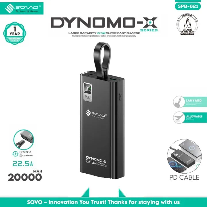 SOVO Dynamo X 22.5W 20000mAh Power Bank - SPB-621