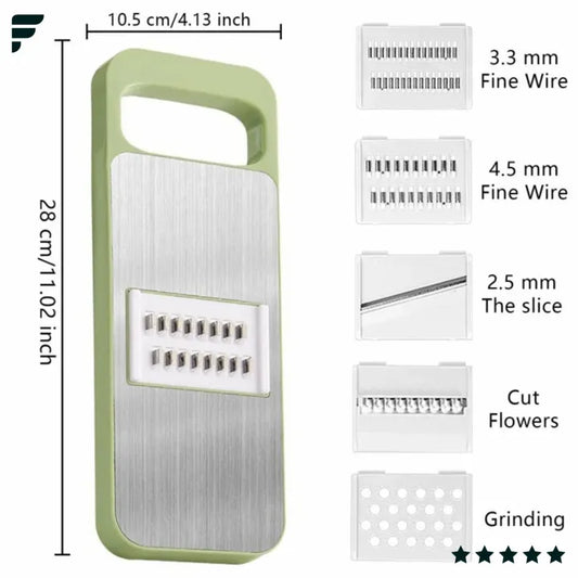 5-in-1 Multifunctional Vegetable & Fruit Slicer| 5-in-1 Tool Set with Changeable Stainless Steel Blades