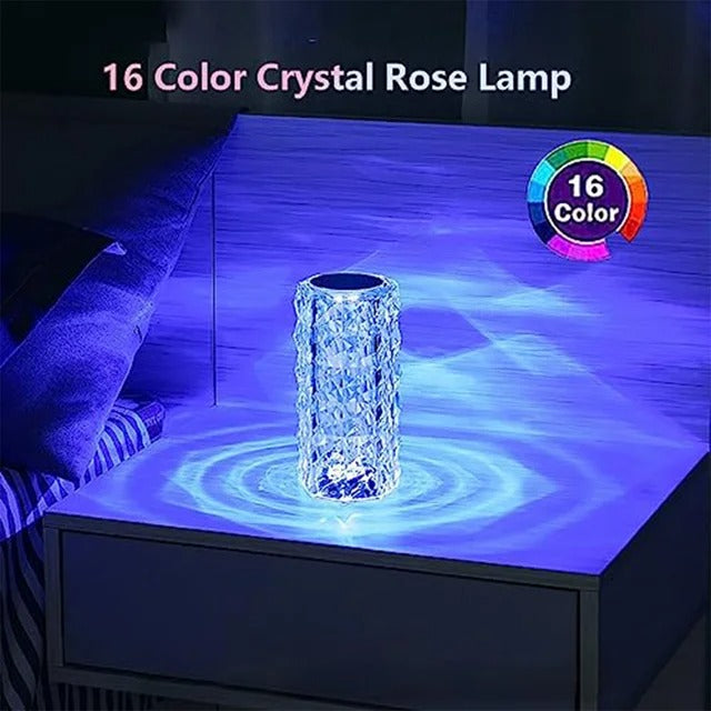 Crystal Rose Diamond Lamp – 16 Colors Changing LED Touch Lamp with Remote & USB Charging