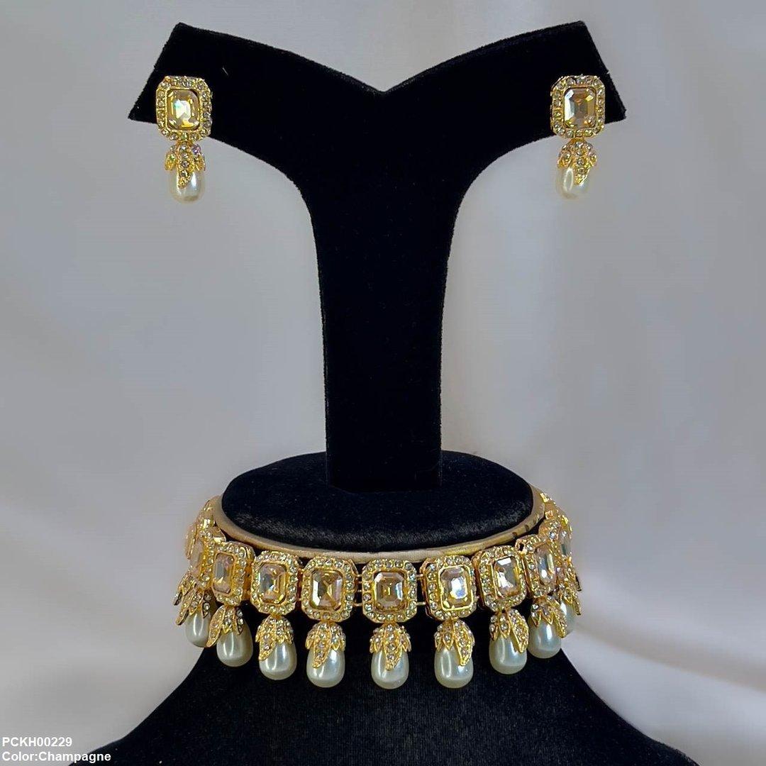 PCKH00229 SDQ Rectangle Pearl Choker Set - PCKH