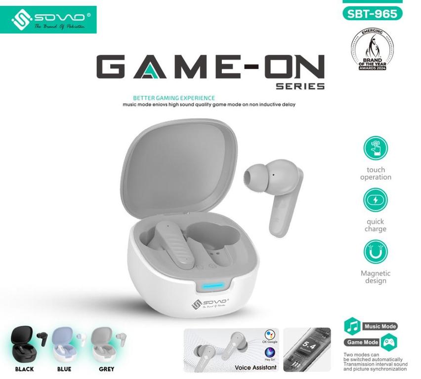 SOVO GAME-ON SBT-965 GAMING WIRELESS EARBUDS