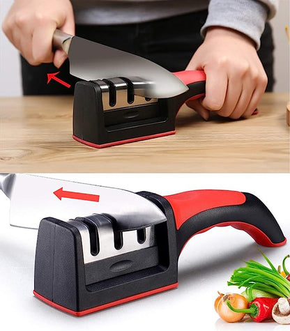 3-in-1 Knife Sharpener Set with Ceramic Peeler | 3-Stage Diamond Sharpening Tool for Kitchen Knives