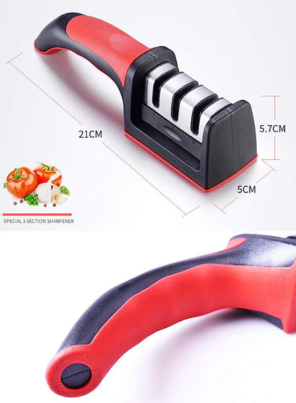 3-in-1 Knife Sharpener Set with Ceramic Peeler | 3-Stage Diamond Sharpening Tool for Kitchen Knives