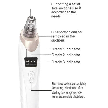 Face Vacuum Suction Blackhead Remover Pore Cleaner | Electric Deep Cleansing Tool for Nose & Face