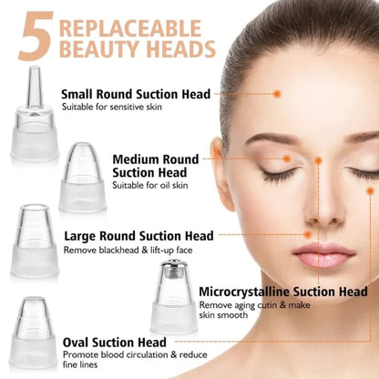 Face Vacuum Suction Blackhead Remover Pore Cleaner | Electric Deep Cleansing Tool for Nose & Face
