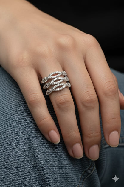 Cubic Zircon Adjustable Finger Ring
