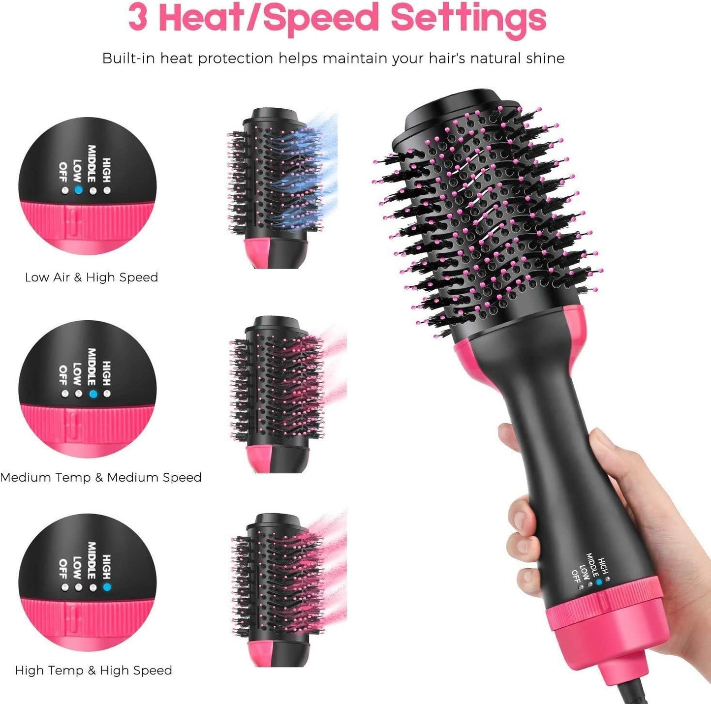 Hot Air Brush 3-in-1 Hair Dryer