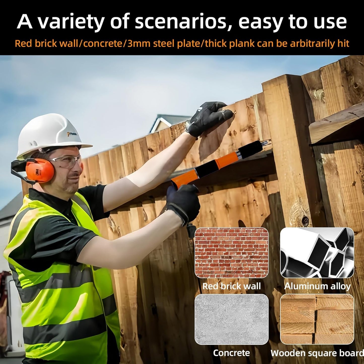 Heavy-Duty Concrete Nail Gun Kit with 10 Free Nails