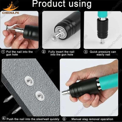 Heavy-Duty Concrete Nail Gun Kit with 10 Free Nails