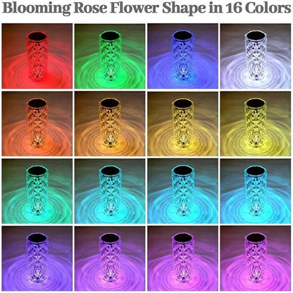 Crystal Rose Diamond Lamp – 16 Colors Changing LED Touch Lamp with Remote & USB Charging