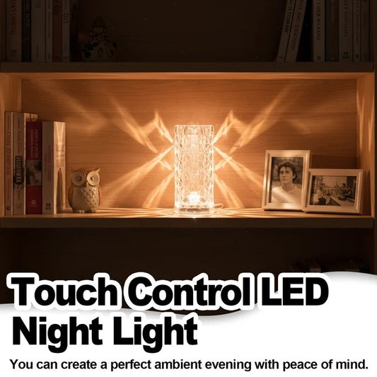 Crystal Rose Diamond Lamp – 16 Colors Changing LED Touch Lamp with Remote & USB Charging
