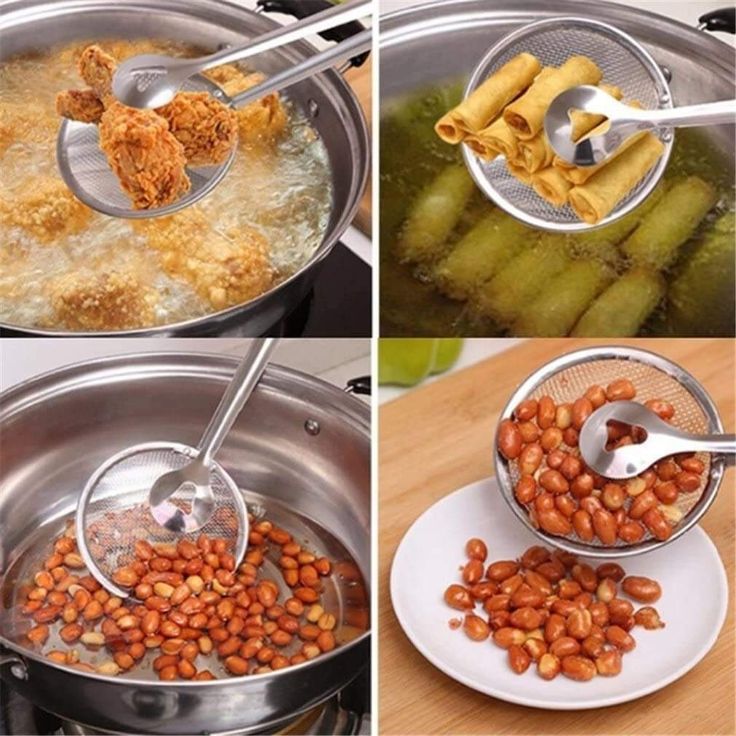 Stainless Steel Oil Frying Clamp Filter Fine Mesh Strainer With Clip Tongs for Oil-frying Food BBQ Kitchen Tools
