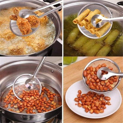 Stainless Steel Oil Frying Clamp Filter Fine Mesh Strainer With Clip Tongs for Oil-frying Food BBQ Kitchen Tools