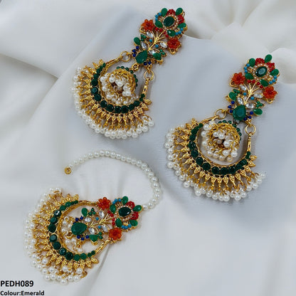 PEDH089 SDQ Flower Jhumki Drop Earrings- PEDH