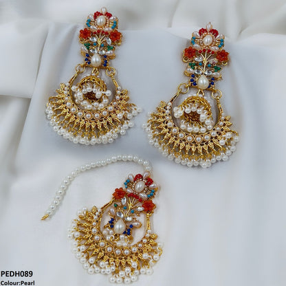 PEDH089 SDQ Flower Jhumki Drop Earrings- PEDH