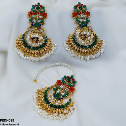 PEDH089 SDQ Flower Jhumki Drop Earrings- PEDH