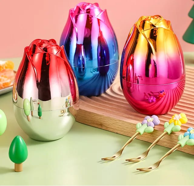 Buy Luxury Rose-Shaped Fruit Fork Set