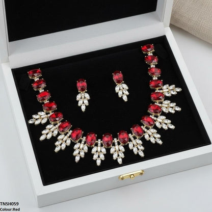 TNSH059 SDQ Oval Pear Necklace Set - TNSH