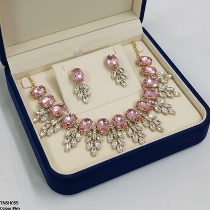 TNSH059 SDQ Oval Pear Necklace Set - TNSH