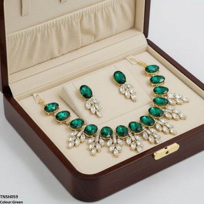 TNSH059 SDQ Oval Pear Necklace Set - TNSH
