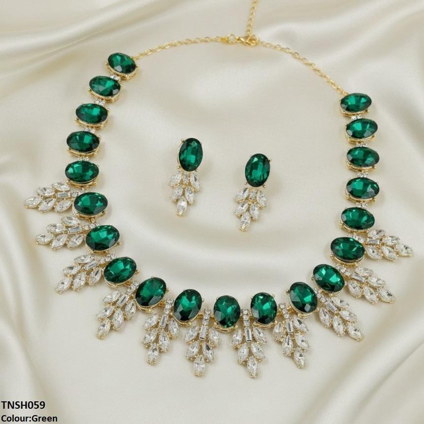 TNSH059 SDQ Oval Pear Necklace Set - TNSH