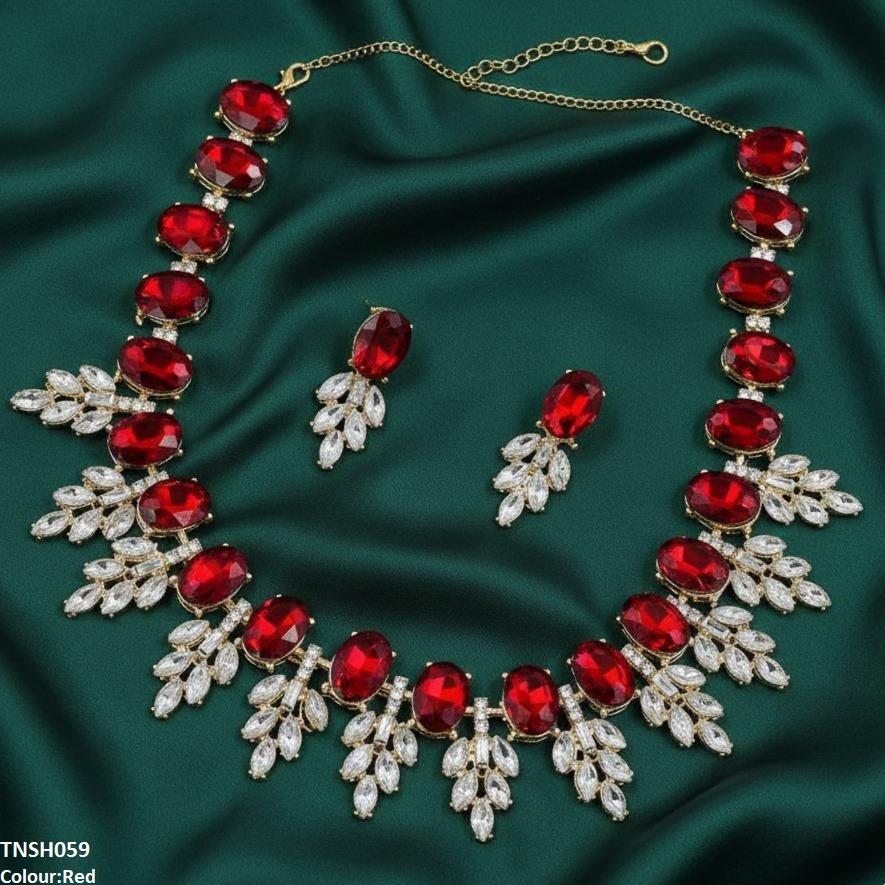 TNSH059 SDQ Oval Pear Necklace Set - TNSH