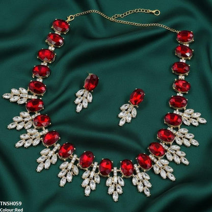 TNSH059 SDQ Oval Pear Necklace Set - TNSH