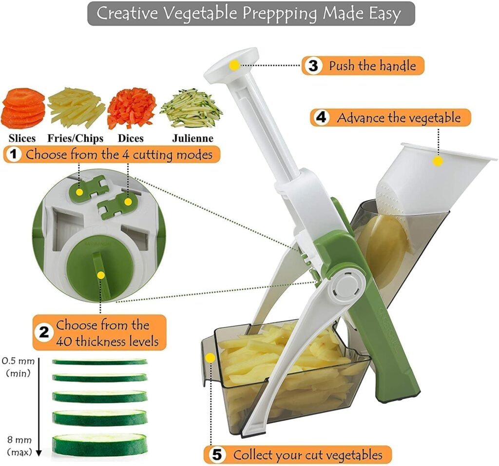Adjustable Mandoline Vegetable Slicer Cutter – Multi-Purpose Kitchen Chopper