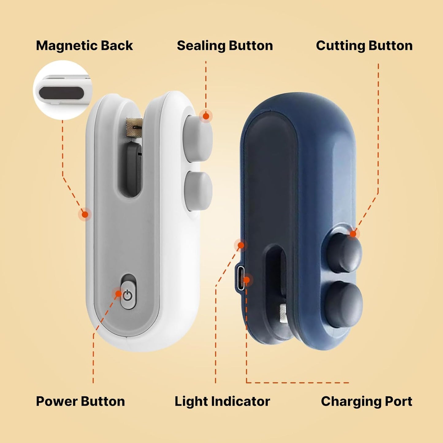 Rechargeable Electric Heat Sealer & Cutter 2 in 1 – Mini Bag Sealer for Food Freshness