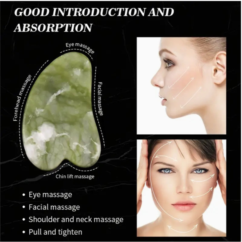Jade Face Roller & Gua Sha Set || Facial Massage Tool for Skin Lifting|| Depuffing & Glowing Skin