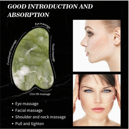 Jade Face Roller & Gua Sha Set || Facial Massage Tool for Skin Lifting|| Depuffing & Glowing Skin