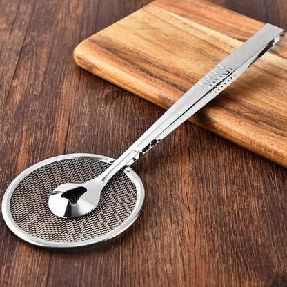 Stainless Steel Oil Frying Clamp Filter Fine Mesh Strainer With Clip Tongs for Oil-frying Food BBQ Kitchen Tools