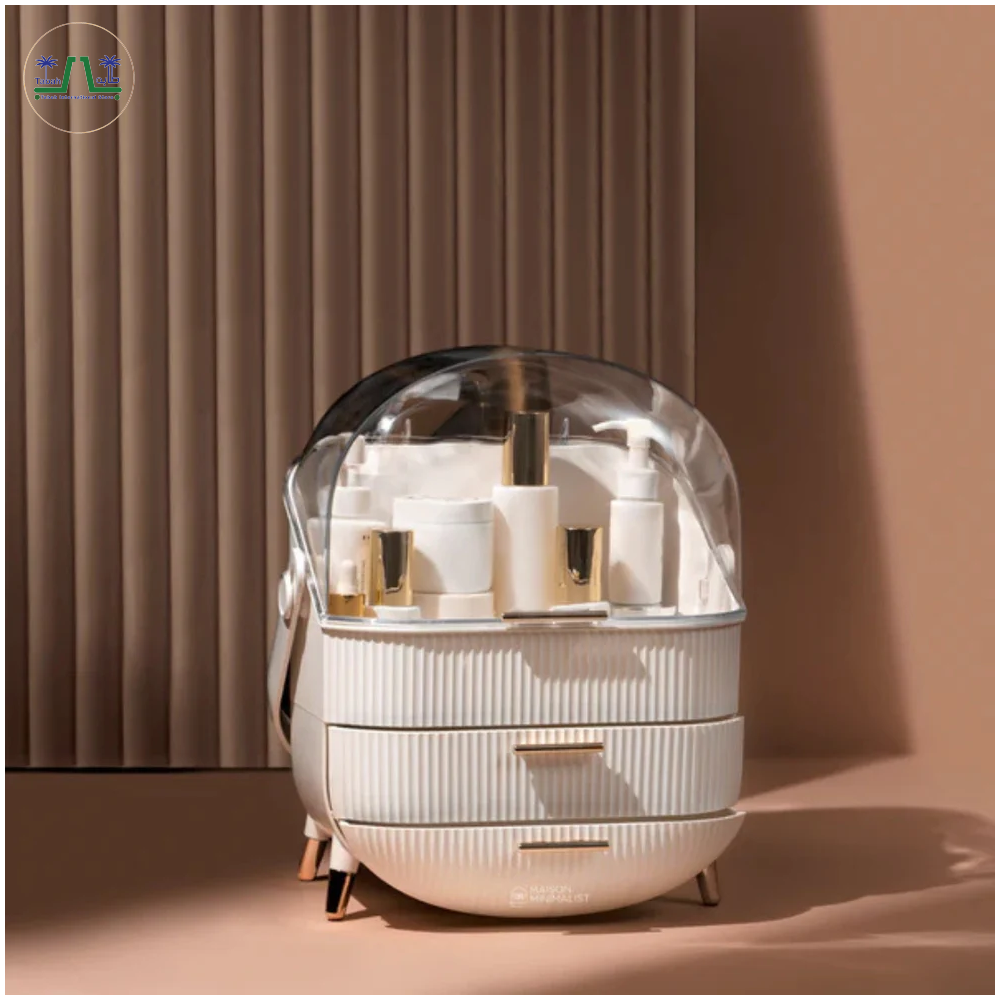 Luxury Portable Cosmetic Organizer Box with Lid & Drawers