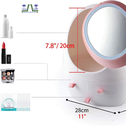 Oval Mirror Cosmetic Storage Organizer