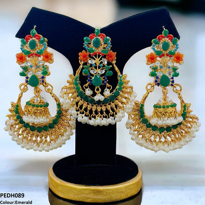 PEDH089 SDQ Flower Jhumki Drop Earrings- PEDH