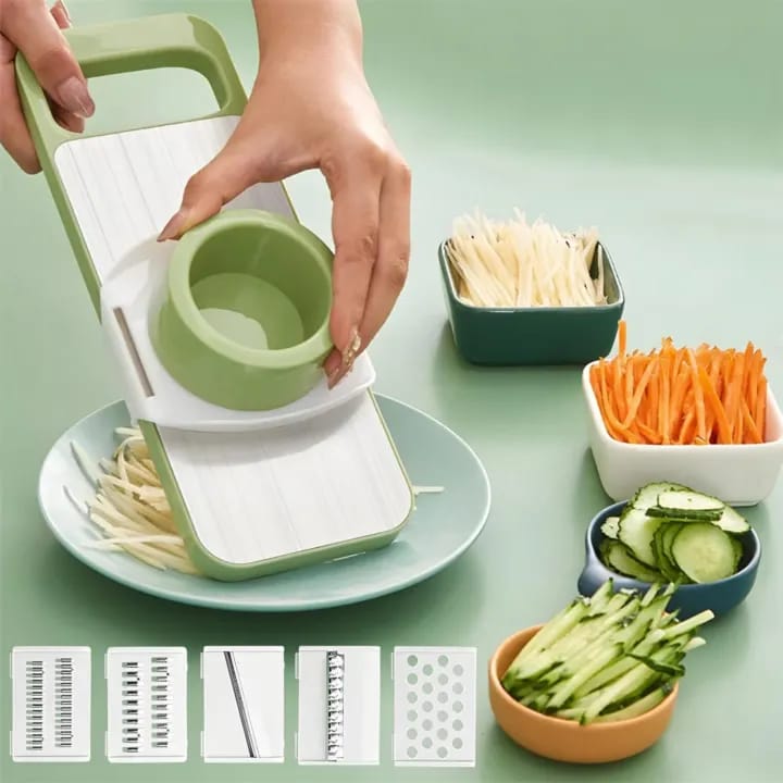5-in-1 Multifunctional  Vegetable & Fruit Slicer| 5-in-1 Tool Set with Changeable Stainless Steel Blades