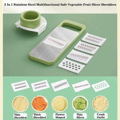 5-in-1 Multifunctional  Vegetable & Fruit Slicer| 5-in-1 Tool Set with Changeable Stainless Steel Blades