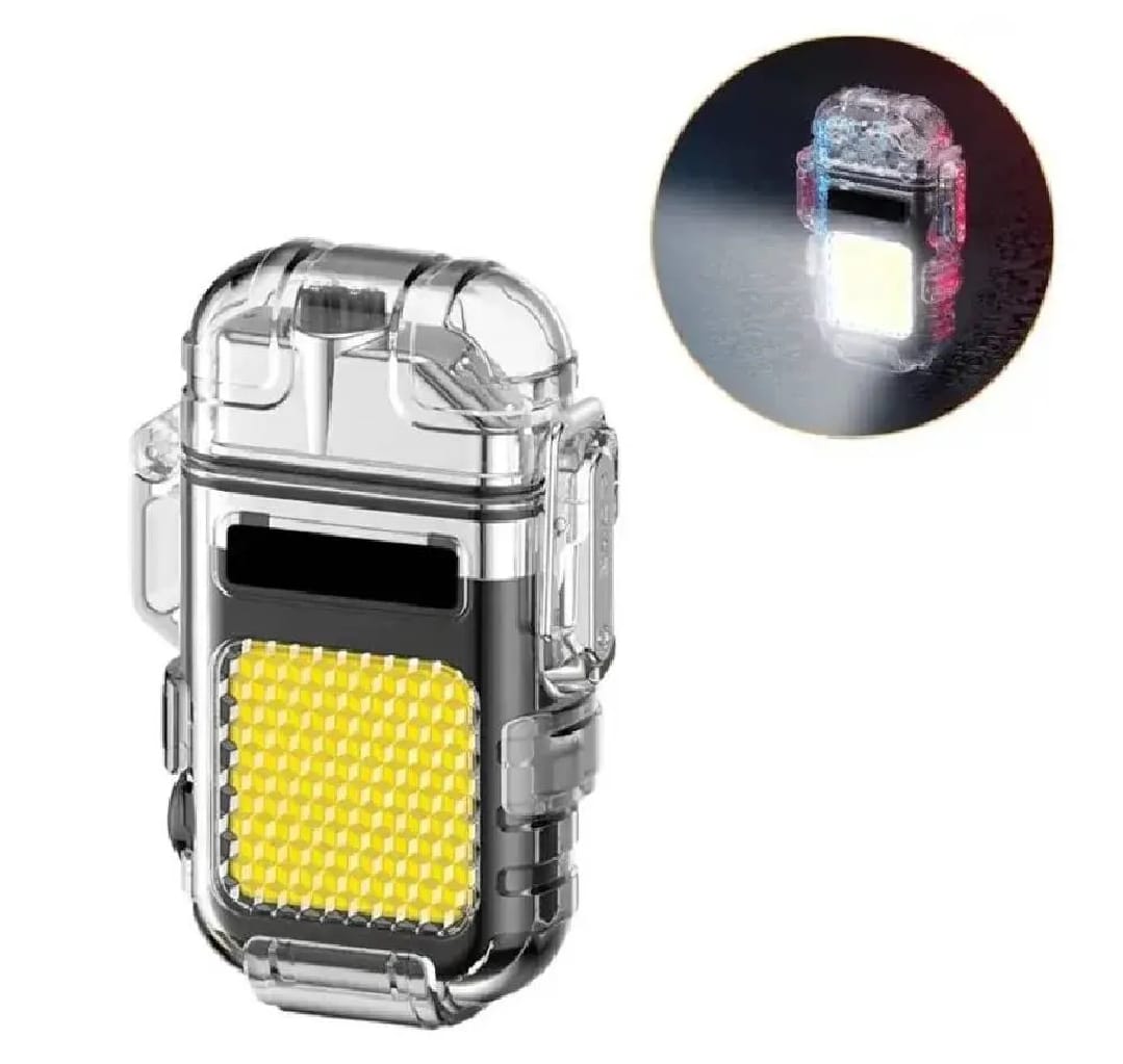 Electric 50W cob light with Lighter USB Rechargeable Dual Arc Lighters|| Cool Plasma Lighter with Waterproof Transparent Shell
