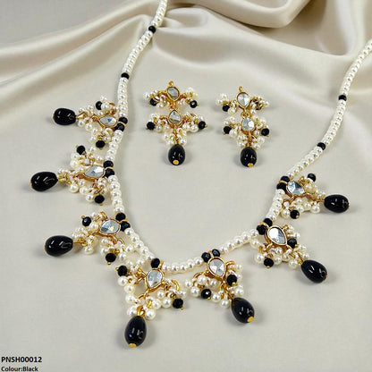 PNSH00012 SDQ Pearl Drop  Necklace Set - PNSH