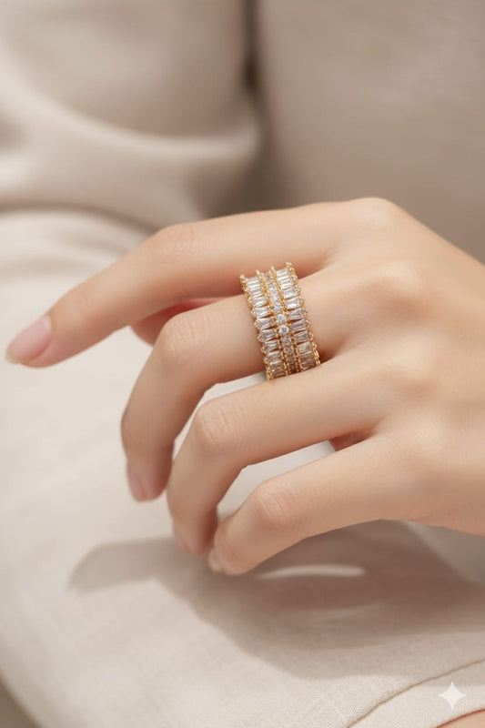 Cubic Zircon Adjustable Finger Ring