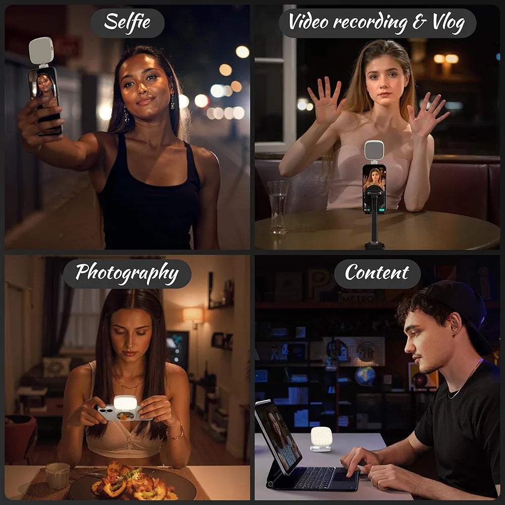 Foldable Magnetic Fill Light with Mirror & Phone Stand