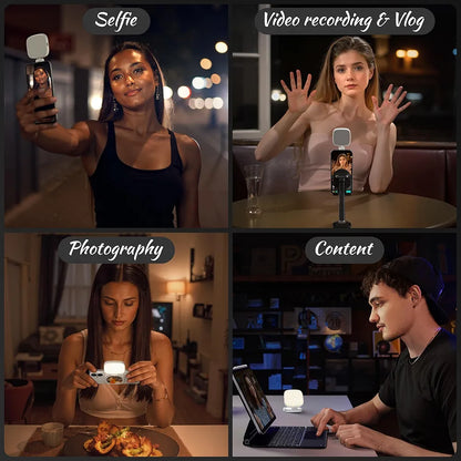 Foldable Magnetic Fill Light with Mirror & Phone Stand