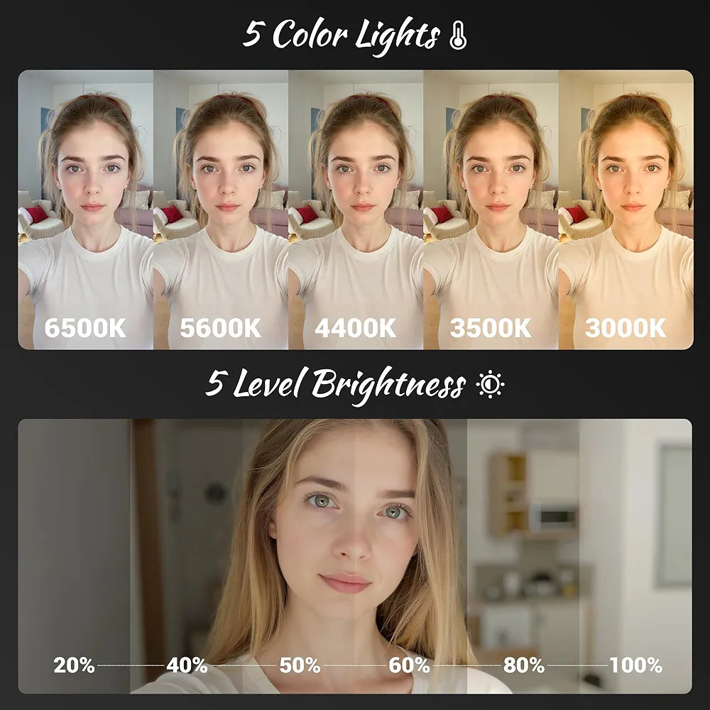 Foldable Magnetic Fill Light with Mirror & Phone Stand