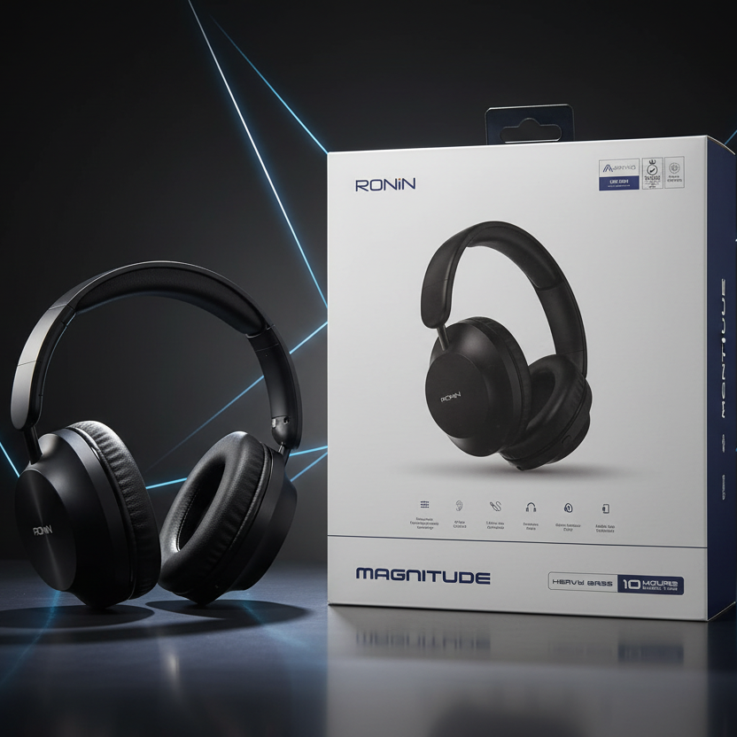 RONIN MAGNITUDE Wireless Headphones - Heavy Bass & 10 Hours Playtime