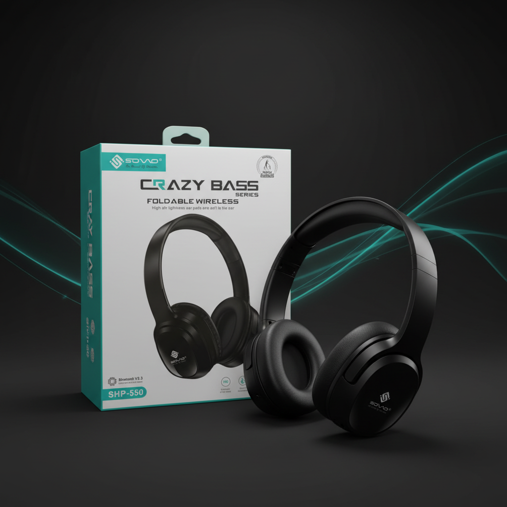 SOVO Crazy Bass SHP-550 Foldable Wireless Headphones - Bluetooth V5.3