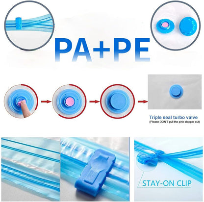 Vacuum Storage Bags with Hand Pump | Space-Saving Compression Bags for Clothes, Blankets & Bedding | 5-Pack