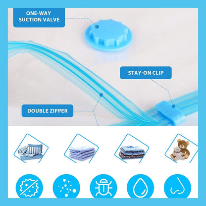Vacuum Storage Bags with Hand Pump | Space-Saving Compression Bags for Clothes, Blankets & Bedding | 5-Pack